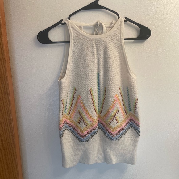Anthropologie Tops - Anthropologie Sunrise Embroidered Sweater Tank size small